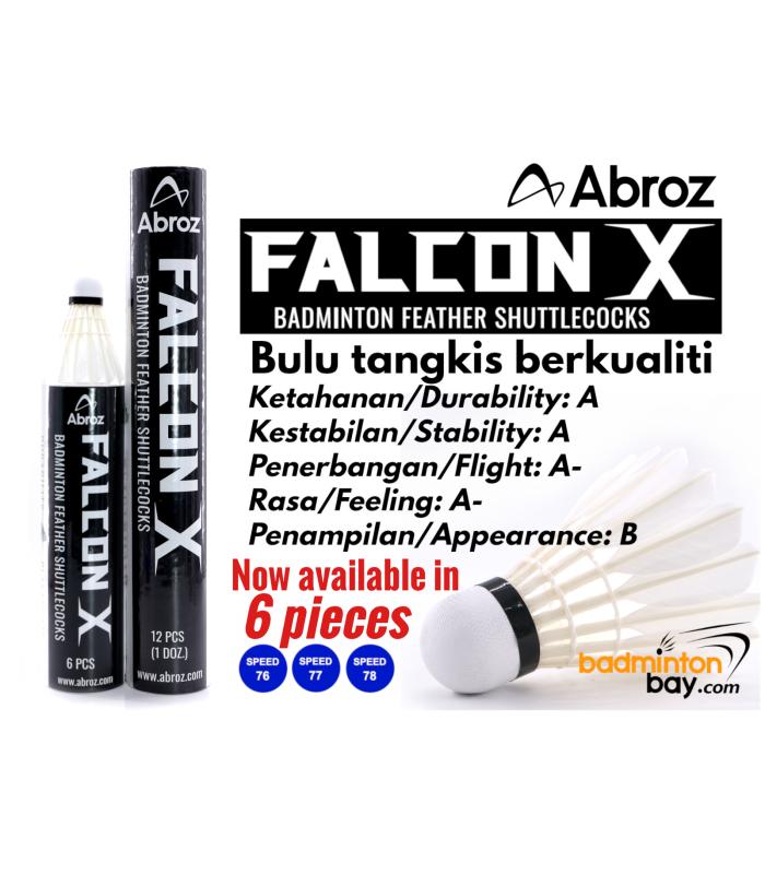 Abroz Falcon X Badminton Feather Shuttlecocks Speed 76 or Speed 77 or Speed 78 ( in 6 pieces or 12 pieces in a tube )