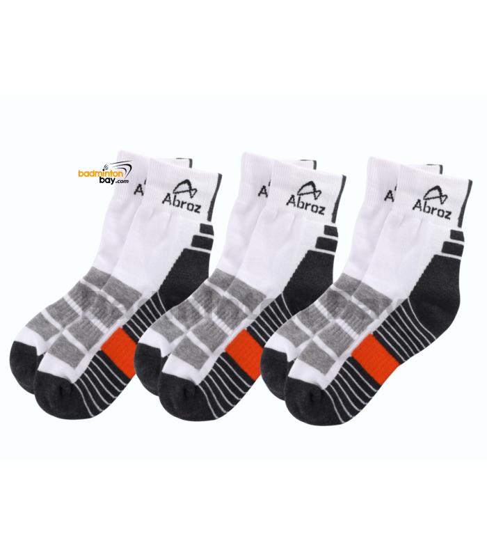 Abroz Badminton Sports Socks SC120 Dark Grey Orange (3 pairs)