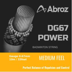 20 pieces Abroz DG67 Power 10-meter Badminton String (0.67mm) In White Color (Pack of 20 strings)