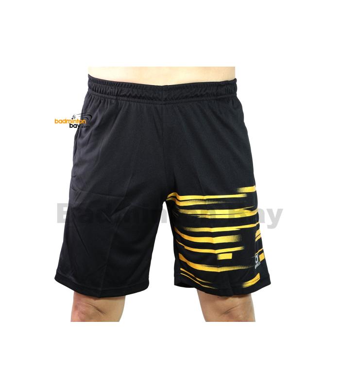 Apacs Dri-Fast Quick Dry Sport Shorts Pants BSH105 Black Gold With 2 Pockets