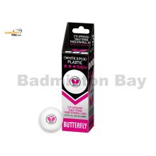 Butterfly 3-Star R40+ Plastic Table Tennis Ping Pong White Ball 40mm (3 Balls)