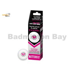 Butterfly 3-Star R40+ Plastic Table Tennis Ping Pong White Ball 40mm (3 Balls)