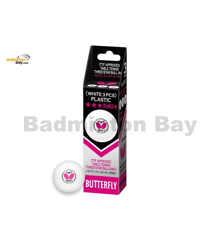 Butterfly 3-Star R40+ Plastic Table Tennis Ping Pong White Ball 40mm (3 Balls)