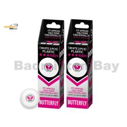 Butterfly 3-Star R40+ Plastic Table Tennis Ping Pong White Ball 40mm (6 Balls)