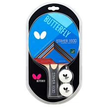 Butterfly Stayer 1600 Shakehand FL Table Tennis Racket with Rubber and 2 Balls