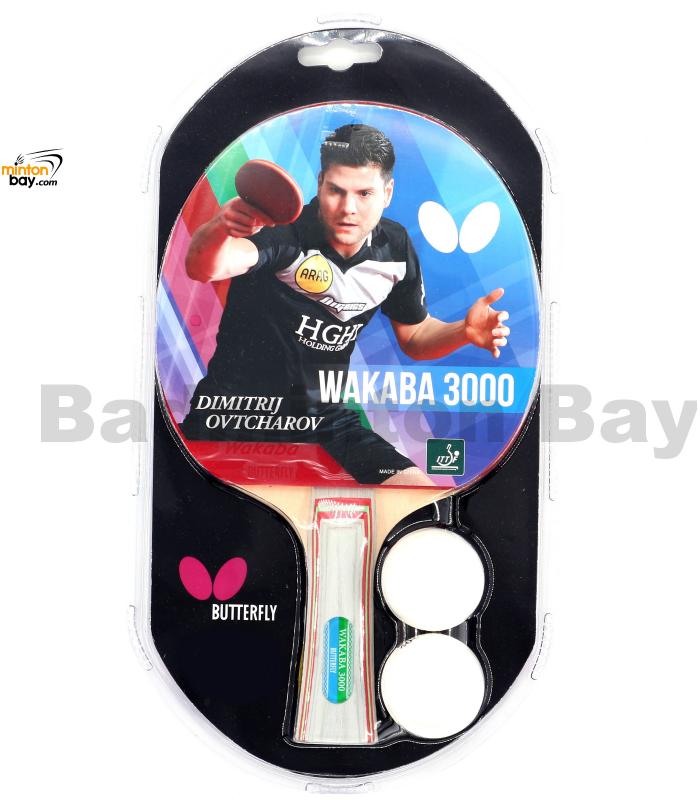 Butterfly Wakaba 3000 FL Shakehand Table Tennis Racket with 2 Balls