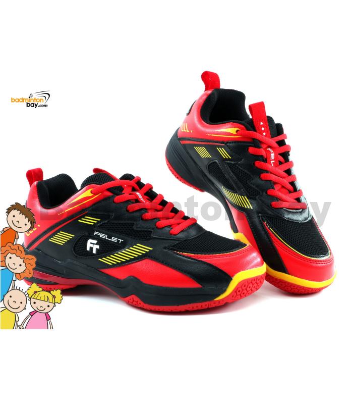 Felet - FT BS 42 Black Red Badminton Court Shoes For KIDS