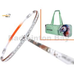 Flex Power - Fearless Eagle White Orange 5U Predator Series Limited Edition Badminton Racket with Single Bag