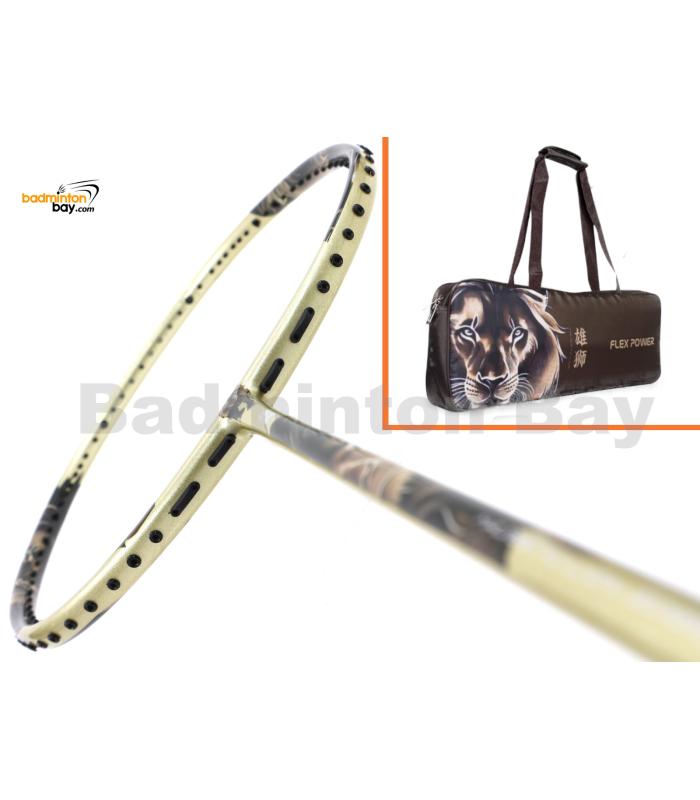 Flex Power - Majestic Lion Gold 5U Predator Series Limited Edition Badminton Racket with Single Bag