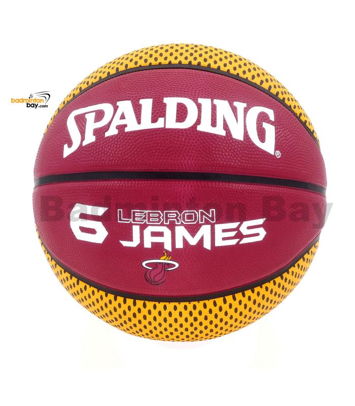 Genuine Spalding NBA Miami Heat 6 Lebron James Maroon Yellow Outdoor Basketball Size 7