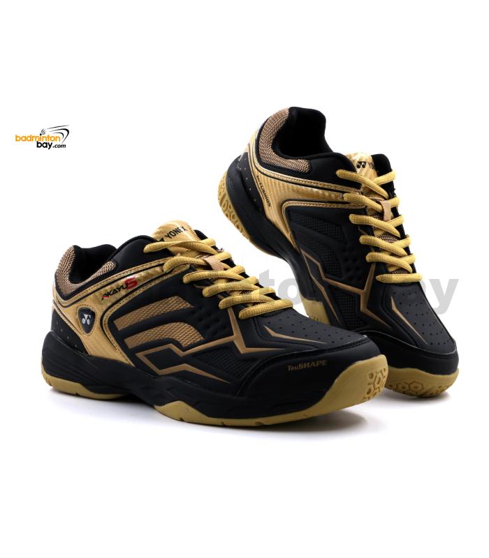 Yonex Akayu S Black Matte Gold Badminton Shoes In-Court With Tru Cushion Technology