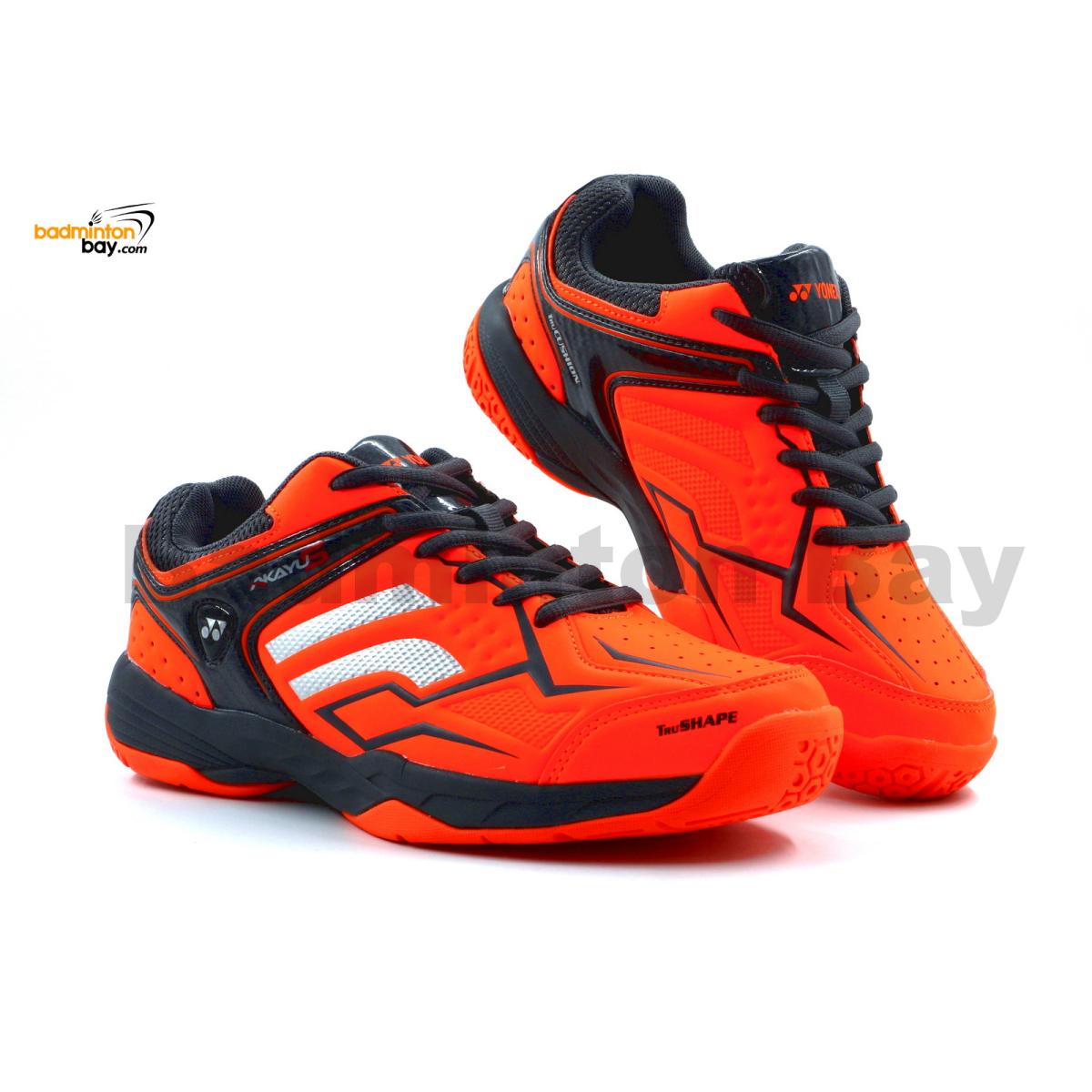 Yonex Akayu S Neon Orange Grey Badminton Shoes In-Court With Tru ...